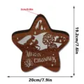Wooden Christmas star ornament with LED lights and winter scene carving, measuring 20x19.2cm. - Style MZ1238