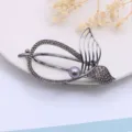 Exquise pince à cheveux queue de poisson avec strass étincelants et perle, métal détaillé. - Noir Pistolet(HB01361)