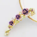 Elegant enamel flower banana hair clip with sparkling rhinestones for women stylish hair accessory - Purple