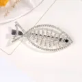 Épingle à cheveux arête de poisson en strass, pince bec de canard en alliage scintillant. - Style Arête de Poisson Argenté (H009694 Argent)