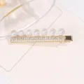 Barrette a cheveux perle strass en alliage doree pince bec de canard mode accessoires 6cm - Style Épingle à Cheveux Perle (H009645)