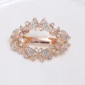 Rose gold rhinestone butterfly oval barrette, elegant crystal hair clip spring clip accessory. - Hollow Oval Butterfly Rhinestone Hair Clip(F014282) / Gold