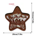 LED wooden Christmas star decoration with Santa reindeer silhouette, 20x19.2x2cm holiday decor. - Style MZ1242