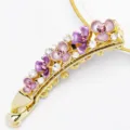 Elegant gold banana hair clip featuring hand-painted purple flowers and sparkling crystals for women. - HB00740 / Purple