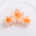 Grande pince à cheveux fleur de frangipanier orange translucide, accessoire élégant en résine. - Orange 11cm