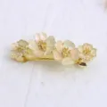 Exquisite enamel floral hair barrette with gold-tone spring clip for women daily styling. - F014682 Pink