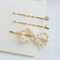 Ensemble de barrettes à cheveux dorées avec perles et zircone élégants accessoires femmes - Style Combiné Perle Strass (RY08818)