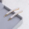 Pince a cheveux perle elegante retro, barrette metallique doree pour coiffure chic femme. - RY08824