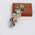Pince à cheveux papillon émaillée vintage avec strass, barrette élégante en métal pour femmes. - Bleu