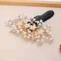 Peigne à Cheveux Strass Perle Mariage Vintage Accessoire Cheveux Doré Pour Femmes - Peigne Floral Peint (FS20986) / Café(FS20986)