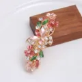 Retro Papillon Strass Fleur Pince à Cheveux Alliage Émail Printemps Accessoires Cheveux - Rose