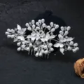 Peigne à cheveux de mariée argenté perles strass fleurs accessoire coiffure mariage - Peigne Floral Peint (FS20987) / Blanc(FS20987)