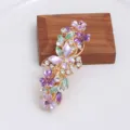 Pince à cheveux papillon fleur émail violet strass, barrette ressort en alliage doré vintage. - Violet