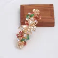 Vintage pince cheveux papillon strass fleur en alliage elegante pour accessoires femme - Café