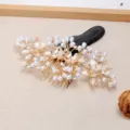 Peigne à cheveux perle strass doré accessoire cheveux mariage mariée épingle coiffure - Peigne Floral Peint (FS20987) / Café(FS20987)