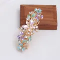 Elegant retro rhinestone floral butterfly spring hair clip, alloy enamel hair accessory for women. - Multicolor