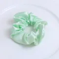Chouchou de cheveux en satin unie pour femme, accessoire de coiffure élastique pour queue. - Vert