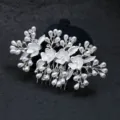 Silver floral pearl hair comb bridal rhinestone hair accessory wedding variant decorative item - White(FS20990)