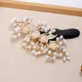 Gold bridal hair comb with pearls and rhinestones, elegant wedding hair accessory. - Coffee(FS20990)