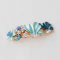 Korean alloy rhinestone floral hair clip elegant blue spring hairpin for women hair accessories - Blue