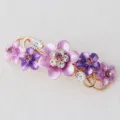 Korean style alloy floral spring hair clip with sparkling rhinestones for women elegance. - Purple