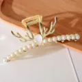 Grande pince à cheveux en perles style coréen élégant clip requin en alliage femme - Style Perle (HS02561)