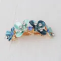 Pince a cheveux fleur en alliage style coreen avec strass barrette a ressort bleue femmes - Bleu