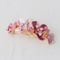 Pince à cheveux fleur en alliage coréen avec strass, grande pince printemps élégante. - Rose