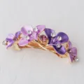Pince à cheveux fleur violette en alliage style coréen avec strass pour les femmes. - Violet