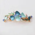 Korean style alloy blue flower hair clip with sparkling rhinestones elegant spring hair barrette - Blue