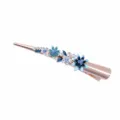 Elegant rhinestone enamel flower hair clip for women, alloy bullhorn clip accessory. - H009310 Blue