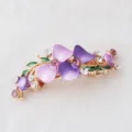 Korean alloy purple flower hair clip, elegant enamel butterfly spring hair accessory for women - Purple