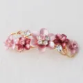Korean style alloy pink flower hair clip, elegant rhinestone spring hairpin for women variant. - Pink