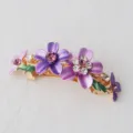 Purple Flower Spring Hair Clip Alloy Rhinestone Barrette Elegant Hair Accessory for Women - Purple