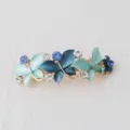 Korean style alloy butterfly hair clip with blue enamel and rhinestones for women. - Blue