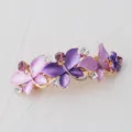 Korean style purple butterfly hairpin with sparkling rhinestones, elegant alloy hair clip for women. - Purple