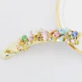 Rhinestone flower banana hair clip, metal hair accessory with colorful enamel flowers for women. - HB00745 / Colorful