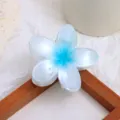 Blue and white gradient frangipani flower hair claw clip large size for women daily wear. - Large Blue 8cm
