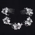 Peigne à cheveux de mariée en alliage floral avec perles et strass, accessoire de mariage élégant. - FS19865