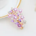 Elegant pearl rhinestone floral alloy duckbill hair clip for women charming side hairpin decor. - Gold & Purple (H009468)