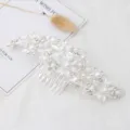 Élégant peigne à cheveux perle strass argenté mariage floral accessoire cheveux femme - Blanc Argenté (FG20923)