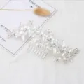 peigne a cheveux femme alliage zinc cristal perle accessoire coiffure mariage floral vintage - Blanc Argenté (FG20922)