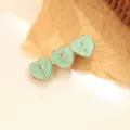 Barrette à cheveux émaillée verte à trois cœurs, pince latérale florale plaquée or. - Vert