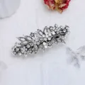 Pince à cheveux fleur strass argentée vintage, élégante barrette en cristal pour femmes. - Argent
