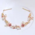 Elegant bridal floral hair vine with rhinestones and pearls, perfect for wedding and party styling. - FG01079 / Coffee