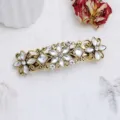 Pince à Cheveux Fleurs Doré Strass Rétro Élégante Barrettes Cristal Pince Printemps - Or