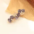 Élégante pince à cheveux florale violette en alliage avec strass et perles pour femmes chic. - Violet