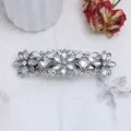 Vintage silver rhinestone hair clip floral barrette sparkling crystal hair accessories - Silver