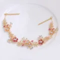Gold rhinestone floral bridal hair clip elegant wedding alloy hair accessory for women - FG01083 / Coffee