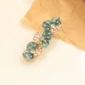Barrette à cheveux fleur colorée en alliage avec perles émail et strass, pince élégante. - Vert